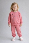 Детски комплект за момиче с дълъг ръкав, тъмно розов цвят 