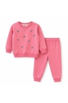 Детски комплект за момиче с дълъг ръкав, тъмно розов цвят 