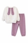 Детски комплект за момиче с дълъг ръкав, лилав цвят