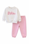 Детски комплект за момиче с дълъг ръкав, розов цвят