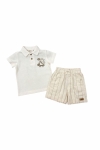 Детски комплект за момче с къс ръкав, цвят екрю   