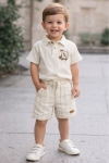 Детски комплект за момче с къс ръкав, цвят екрю   