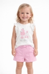 Детски комплект за момиче с къс ръкав, розов цвят