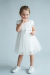 Детска рокля с къс ръкав, бял цвят 