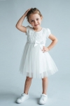 Детска рокля с къс ръкав, бял цвят 