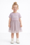 Детска рокля с къс ръкав, лилав цвят