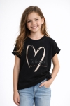 Детска тениска за момиче, черен цвят