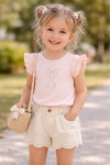 Детска тениска за момиче, светло розов цвят 