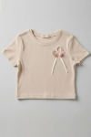 Детска тениска за момиче, бежов цвят  