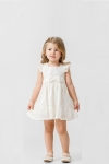 Детска рокля с къс ръкав, цвят екрю 
