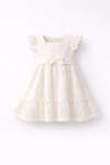 Детска рокля с къс ръкав, цвят екрю 