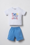 Детски комплект за момче с къс ръкав, бял цвят 