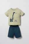 Детски комплект за момче с къс ръкав, зелен цвят 