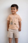 Детски комплект за момче с къс ръкав, бежов цвят 
