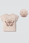 Детска тениска за момиче, бежов цвят