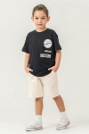 Детски комплект за момче с къс ръкав, черен цвят 