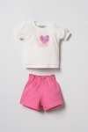 Детски комплект за момиче с къс ръкав, розив цвят
