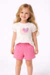 Детски комплект за момиче с къс ръкав, розив цвят