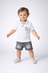 Детски комплект за момче с къс ръкав, бял цвят