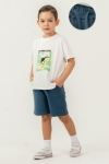 Детски комплект за момче с къс ръкав, цвят екрю