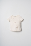 Детска тениска за момиче, цвят екрю