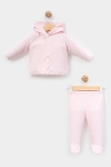 Бебешки комплект за момиче с дълъг ръкав, розов цвят