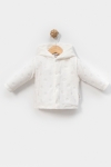 Бебешка жилетка с качулка, цвят екрю 