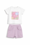 Детски комплект за момиче с къс ръкав, лилав цвят