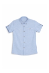 Детска риза момче къс ръкав, в син цвят