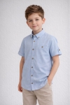 Детска риза момче къс ръкав, в син цвят