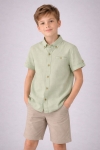 Детска риза момче къс ръкав,  зелен цвят