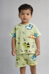 Детска пижама за момче с къс ръкав, зелен цвят