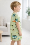 Детска пижама за момче с къс ръкав, зелен цвят