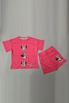 Детски комплект за момиче с къс ръкав, цикламен цвят 