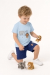 Детски комплект за момче с къс ръкав, син цвят  