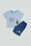 Детски комплект за момче с къс ръкав, син цвят  