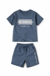 Детски комплект за момче с къс ръкав, тъмно син цвят