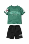 Детски комплект за момче с къс ръкав, зелен цвят