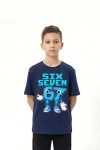 Детска тениска за момче, тъмно син цвят  