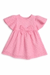 Детска рокля с къс ръкав, розов цвят