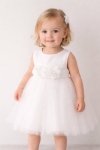 Бебешка официална рокля без ръкав, бял цвят 