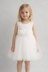 Детска официална рокля без ръкав, цвят екрю  