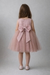 Детска официална рокля без ръкав, тъмно розов цвят