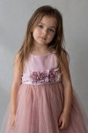 Детска официална рокля без ръкав, тъмно розов цвят