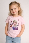 Детска тениска за момиче, светло розов цвят 