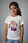 Детска тениска за момиче, цвят екрю