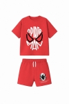 Детски комплект за момче с къс ръкав, червен цвят 
