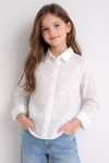 Детска риза за момиче, цвят екрю  