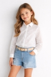 Детска риза за момиче, цвят екрю  