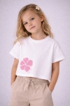 Детска тениска за момиче, бял цвят